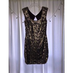Gold sequined party dress
